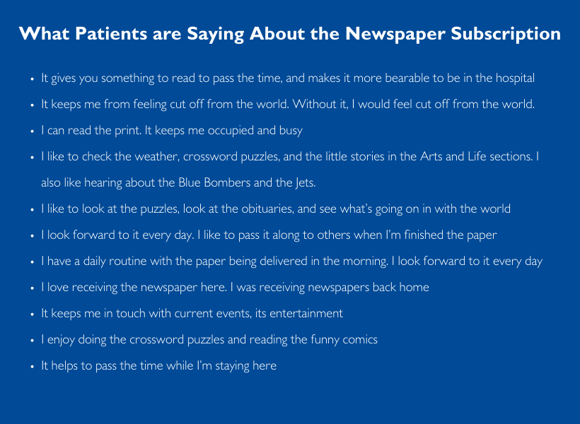 What Patients are Saying About the Newspaper Subscription